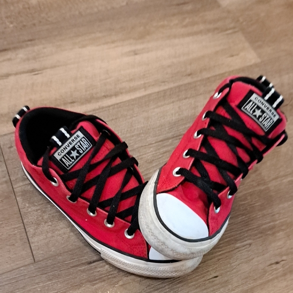 Converse Red and Black High-Top Sneakers - Picture 6 of 8